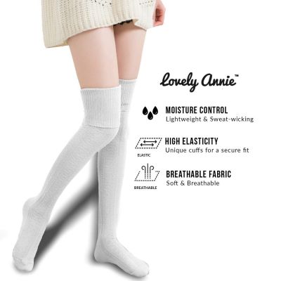 Lovely Annie Cable Knit Thigh High Cotton Socks